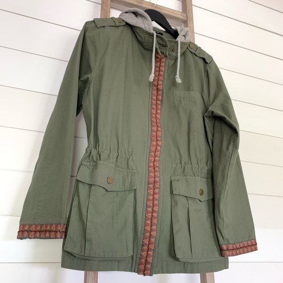 Miss Me Olive Green Hooded Utility Jacket, Size Small - Picture 6 of 16